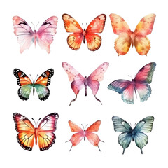 Fototapeta na wymiar set of butterflies isolated on transparent background cutout