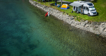 Aerial View of a Water Front RV Park