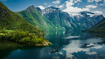 Fototapeta na wymiar Scenic Aerial View of the Eikesdalsvatnet Lake in Norway