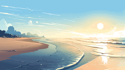 Soothing Shores: Illustration of Calm and Tranquility