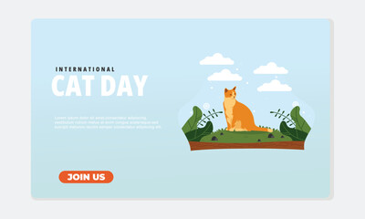 Flat design cat day template