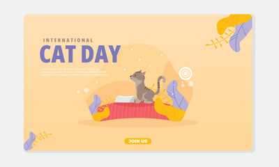Flat design cat day template