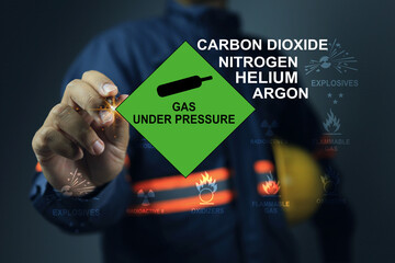 Hazardous gas warning sign in a pressure vessel There is a danger of explosion if the cylinder is...