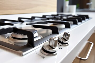 Gas stove close-up. Home and cooking concept AI generated