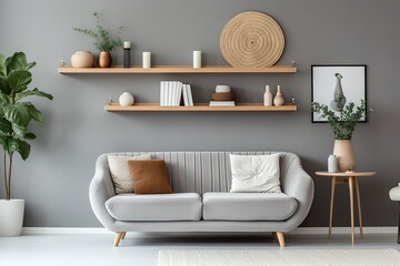 Comfortable sofa on white background. Furniture for modern room interior,Generative AI