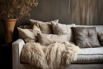 Interior of living room with sofa, modern home,Generative AI