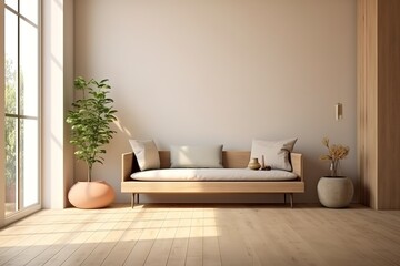 Fototapeta na wymiar Stylish living room interior with comfortable green sofa,Generative AI