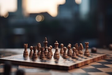 Successful Business Concept. Professional Chess Game on Chessboard