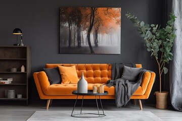Modern sofa on isolated white background. Furniture for the modern interior, minimalist design,Generative AI