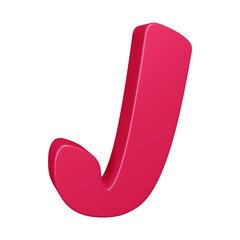 Pink alphabet letter j in 3d rendering for education, text concept