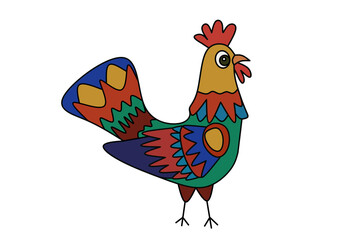 rooster image with flat style color, png illustration
