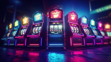 slot machine with neon light 