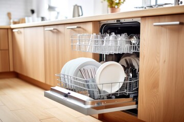 Interior of modern comfortable kitchen, AI generated