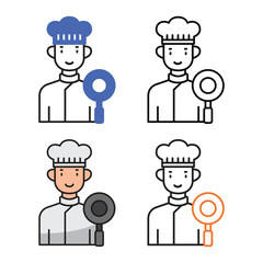 Chef avatar icon design in four variation color