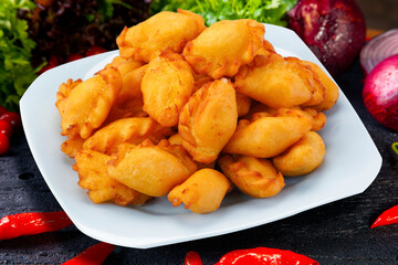 Cheese and meat angu pastry mush Brazilian snack