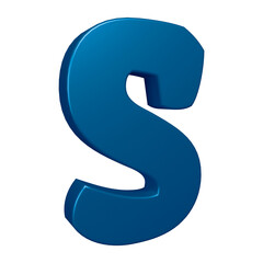 Blue alphabet letter s in 3d rendering for education, text concept