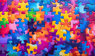 Bright Multi-Colored Puzzle Background: Design Texture. Created using generative AI tools