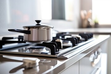 Gas stove close-up. Home and cooking concept AI generated