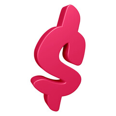 3D pink dollar symbol or icon design