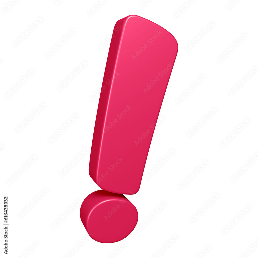 Canvas Prints 3d pink exclamation mark symbol or icon design