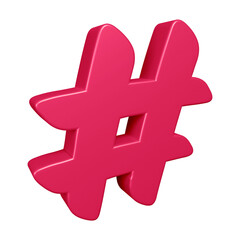 Obraz premium 3D pink hashtag symbol or icon design