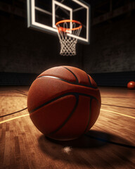 Basketbatt laying on the court 