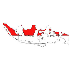 Indonesian map red and white