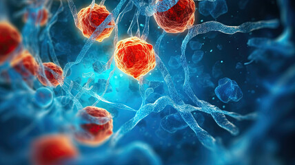 Human cell biology DNA molecular structure. Generative AI. - obrazy, fototapety, plakaty