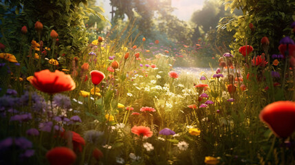 Obraz na płótnie Canvas Summer nature flowers garden