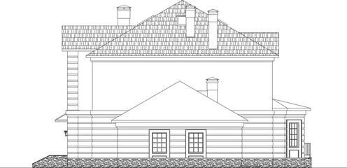 Vector illustration sketch of classic vintage old villa house architectural design