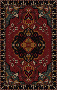 Persian rug traditional design, tribal vector texture. Easy to edit and change colors. carpet