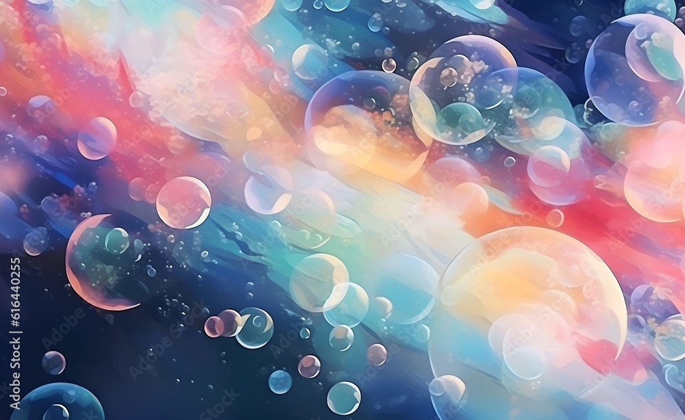 Poster abstract background with soap bubbles. generative ai.