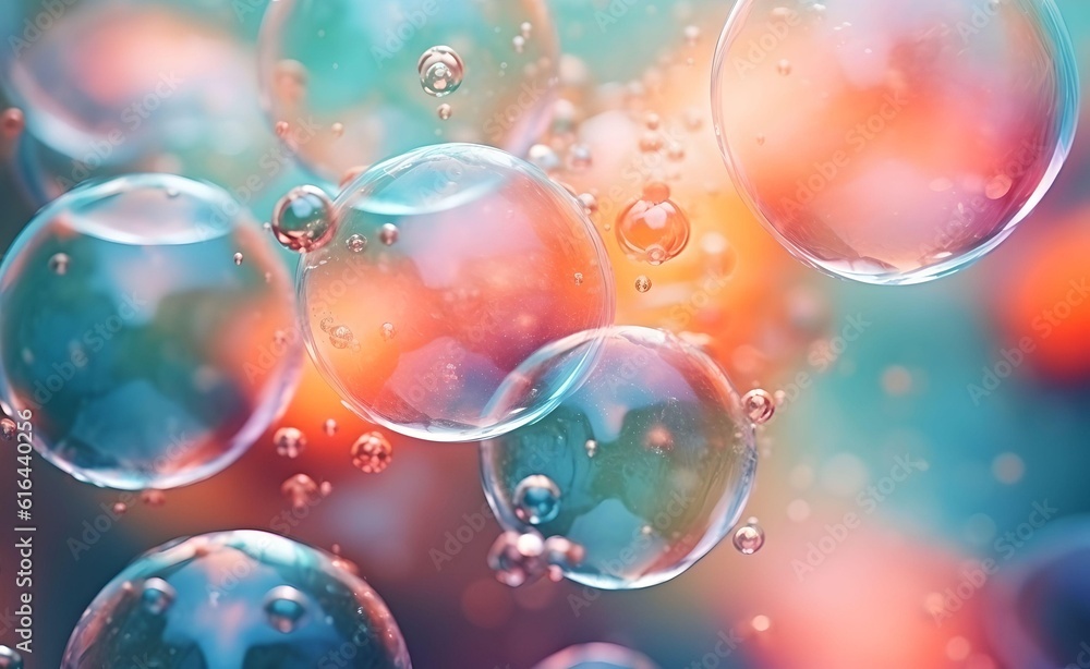 Poster abstract background with soap bubbles. generative ai.