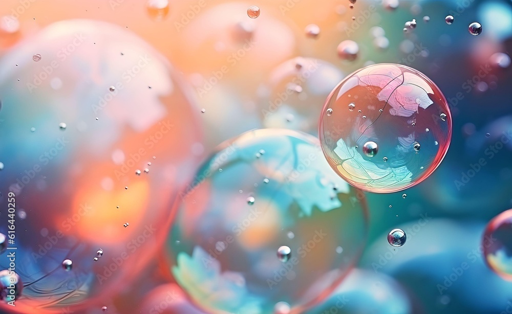 Poster abstract background with soap bubbles. generative ai.