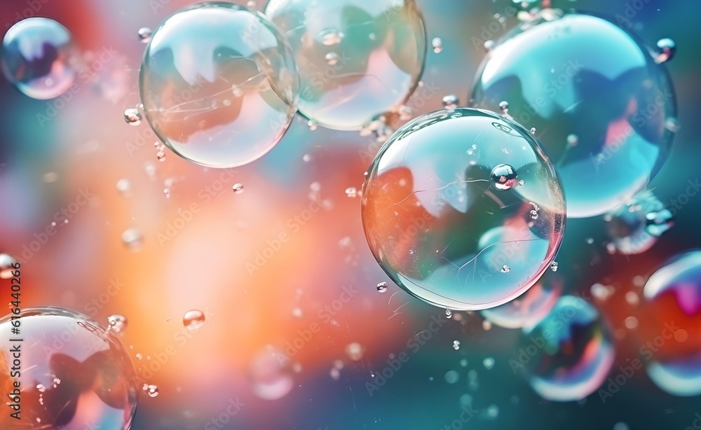 Poster abstract background with soap bubbles. generative ai.