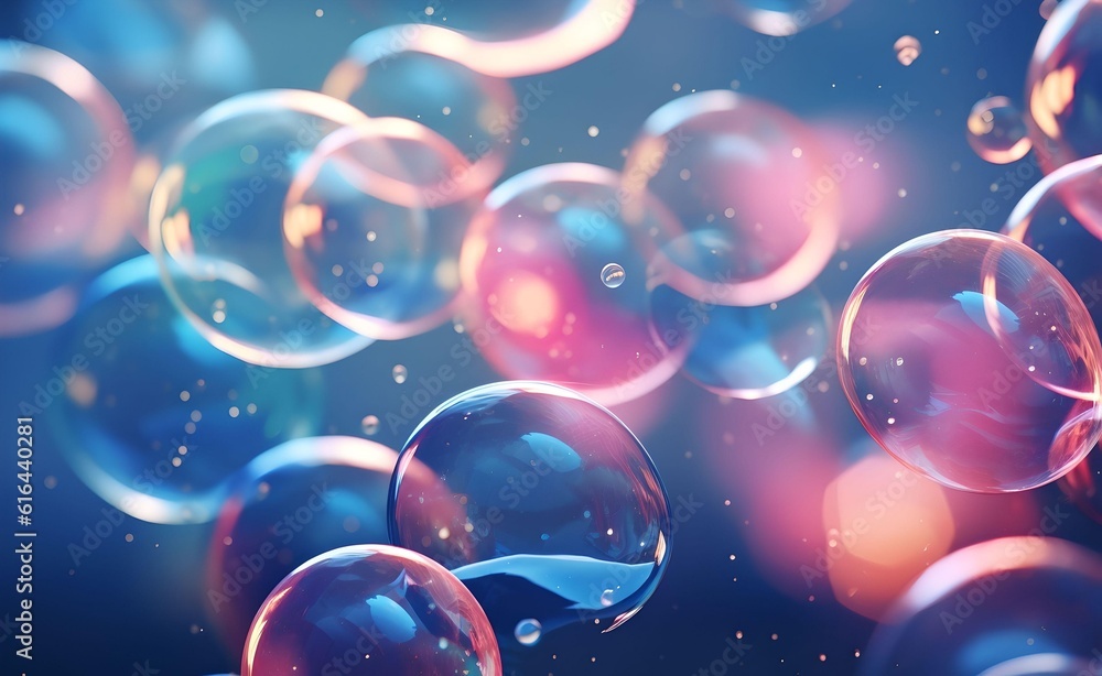 Poster abstract background with soap bubbles. generative ai.