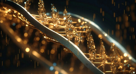 gold dna strand on an open background