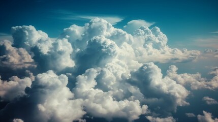 Naklejka na ściany i meble Ciel bleu nuageux, soleil et nuages blanc, fond graphique, illustration ia générative