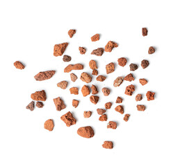 Volcano Stone Isolated, Red Volcanic Pumice, a Cold Piece of Lava, Basalt Extrusive Igneous Rock