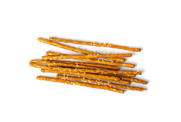 Bread Sticks, Pretzel Straws, Sesame Grissini, Pretzels Snack with Sesame Seeds, Long Rusks