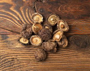 Dry Shiitake Mushrooms, Raw Shitake Pile, Healthy Organic Asian Fungi