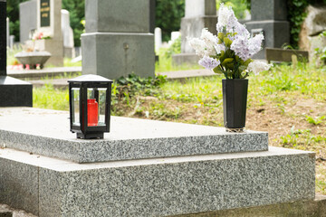 Tombstones in the central cemetery of Vienna in Austria.