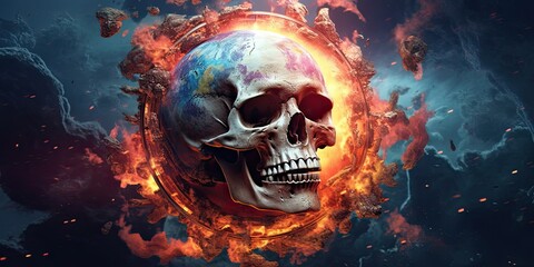 skull in fire
