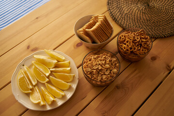 Tabletop Snack offering, party closeup summer