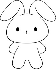 Rabbit vector illustration. Black and white outline Bunny coloring book or page for children