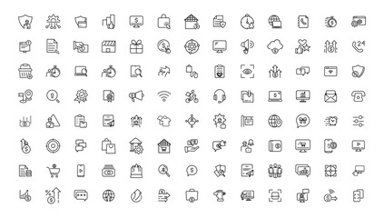 Fototapeta na wymiar Digital business linear icons collection.Set of thin line web icon set, simple outline icons collection, Pixel Perfect icons, Simple vector illustration