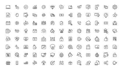 Digital business linear icons collection.Set of thin line web icon set, simple outline icons collection, Pixel Perfect icons, Simple vector illustration