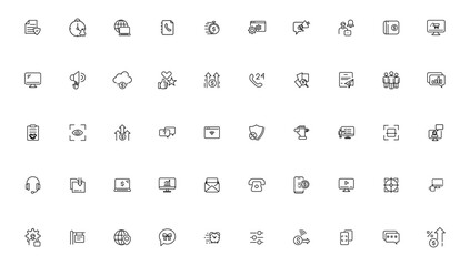 Digital business linear icons collection.Set of thin line web icon set, simple outline icons collection, Pixel Perfect icons, Simple vector illustration