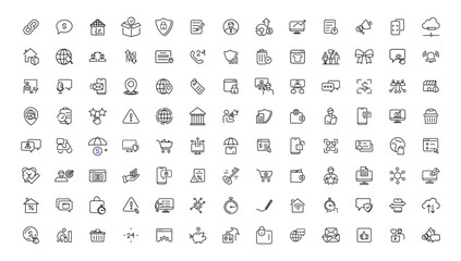 Fototapeta na wymiar Digital business linear icons collection.Set of thin line web icon set, simple outline icons collection, Pixel Perfect icons, Simple vector illustration