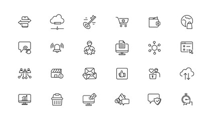 Digital business linear icons collection.Set of thin line web icon set, simple outline icons collection, Pixel Perfect icons, Simple vector illustration